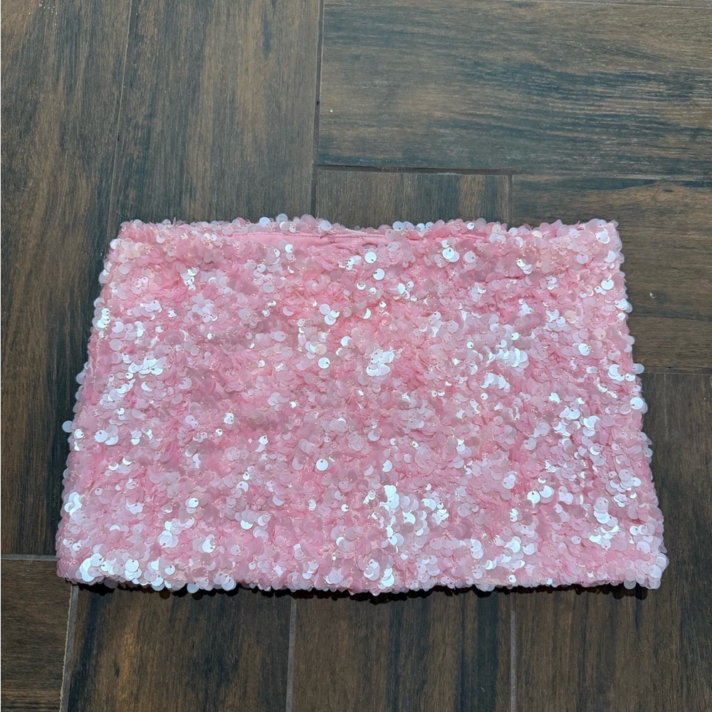 Brand New edikted low-rise Pink Sequin Skirt NWT size xs
